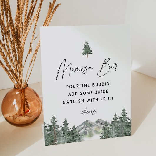 Mountain Winter Baby Shower Momosa Bar  Reclamebord Met Voetstuk