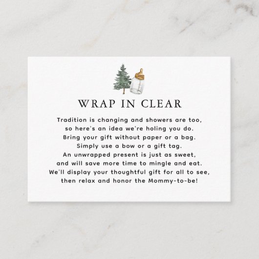 Mountain Winter Baby Shower Wrap In Clear Informatiekaartje (Voorkant)