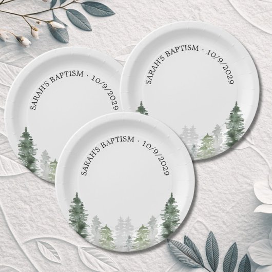 Mountain Winter Baptism Paper Plate Papieren Bordje