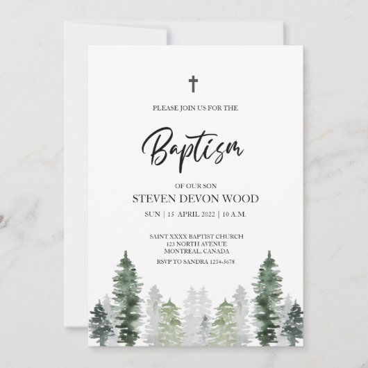 Mountain Winter Elegant Baptism Invitation Kaart (Voorkant)