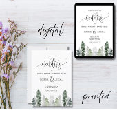 Mountain Winter Elegant Wedding Invitation Kaart