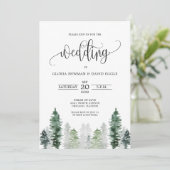 Mountain Winter Elegant Wedding Invitation Kaart (Staand voorkant)