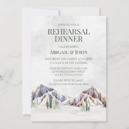 Mountain Winter Forest Rustic Rehearsal Dinner Kaart