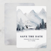 Mountain Winter Holiday Wedding Bewaar de datum Save The Date (Voorkant / Achterkant)
