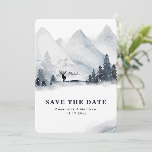 Mountain Winter Holiday Wedding Bewaar de datum Save The Date (Staand voorkant)