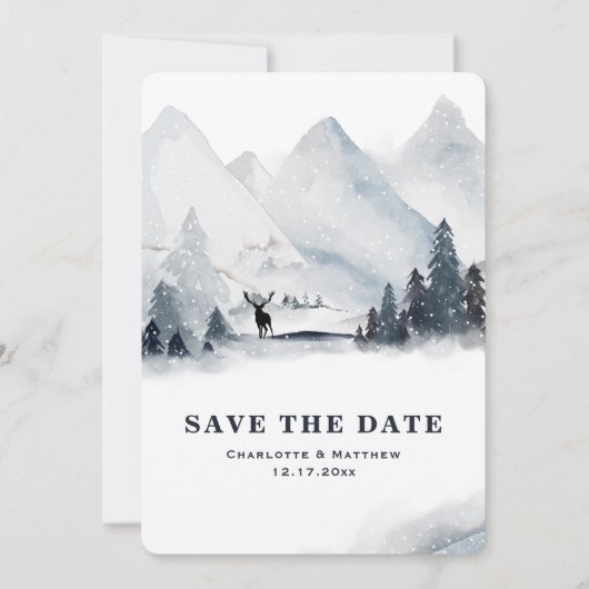 Mountain Winter Holiday Wedding Bewaar de datum Save The Date (Voorkant)