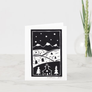 Mountain Winter Linocut-kaart Kaart