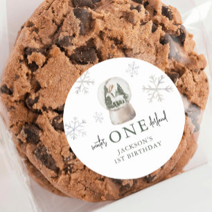 Mountain Winter Onederland 1e verjaardagsfeestje Ronde Sticker