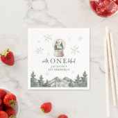 Mountain Winter Onederland 1e Verjaardagsfeestje Servet (Insitu)