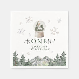 Mountain Winter Onederland 1e Verjaardagsfeestje Servet
