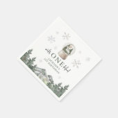 Mountain Winter Onederland 1e Verjaardagsfeestje Servet (Hoek)