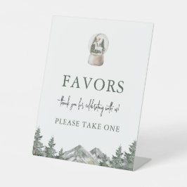 Mountain Winter Onederland Verjaardagsgunst Teken Reclamebord Met Voetstuk