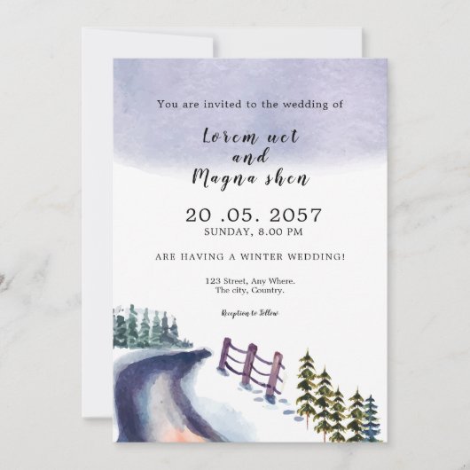 Mountain Winter Pine Tree Weddenation Card Kaart (Voorkant)