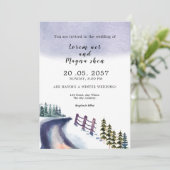 Mountain Winter Pine Tree Weddenation Card Kaart (Staand voorkant)