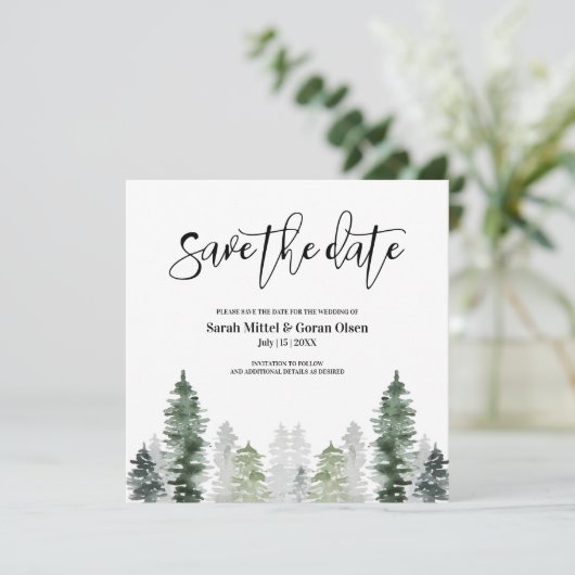 Mountain Winter Save the Date Invitation (Staand voorkant)