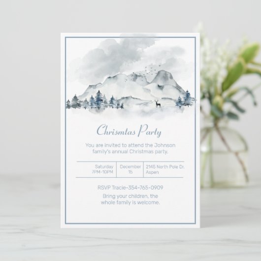 Mountain Winter Scene Kerstfeest Kaart (Staand voorkant)