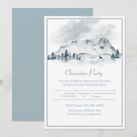 Mountain Winter Scene Kerstfeest Kaart (Voorkant / Achterkant)