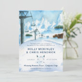 Mountain Winter Skiing Wedding Invitation (Staand voorkant)
