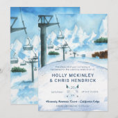 Mountain Winter Skiing Wedding Invitation (Voorkant / Achterkant)