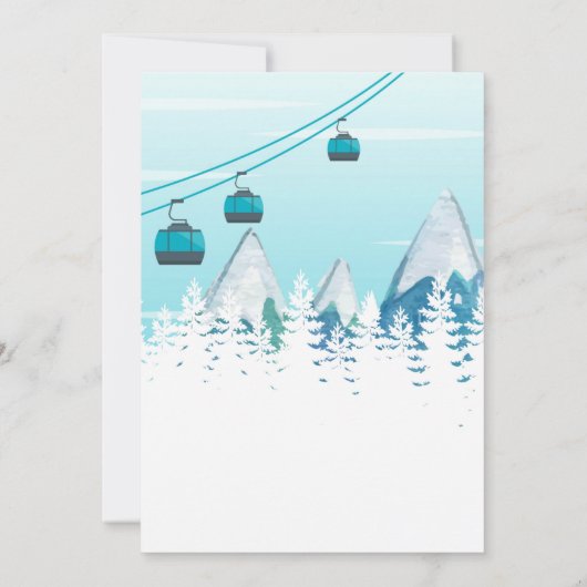 Mountain Winter Skiing Wedding Invitation Kaart (Achterkant)