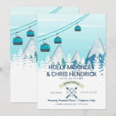 Mountain Winter Skiing Wedding Invitation Kaart (Voorkant / Achterkant)