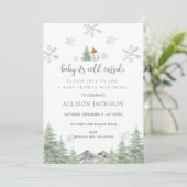 Mountain Winter Snowflakes Baby shower Kaart (Staand voorkant)