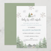 Mountain Winter Snowflakes Baby shower Kaart (Voorkant / Achterkant)