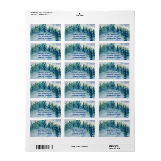 Mountain Winter Waterverf Return Address Label (Full Sheet)