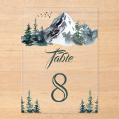Mountain Winter Wedding Acrylic Table Number Acryl Uitnodigingen (Voorkant)