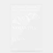 Mountain Winter Wedding Welkom Frosted Acryl Bord (Voorkant)
