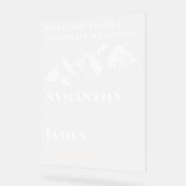 Mountain Winter Wedding Welkom Frosted Acryl Bord (Hoek)