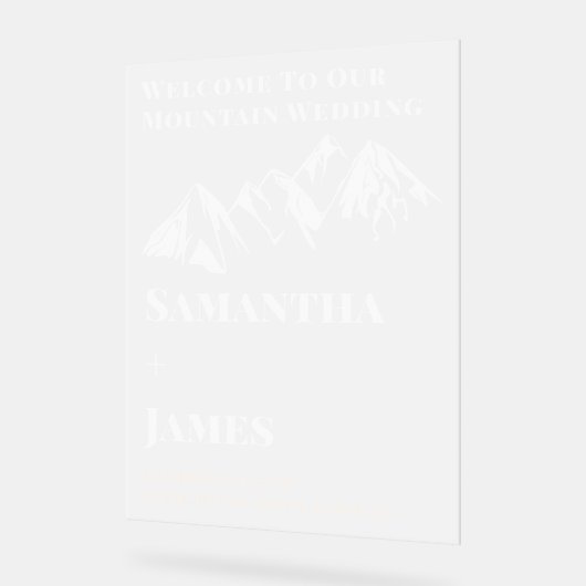 Mountain Winter Wedding Welkom Frosted Acryl Bord (Hoek)