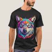 Mountain Wolf Gezicht Kunst Wildlife landschap T-shirt (Voorkant)