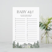 Mountain Woodland Baby shower ABC Alphabet Game (Staand voorkant)