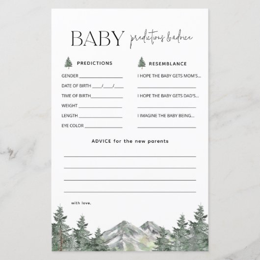 Mountain Woodland Baby Voorspellingen en Advieskaa (Voorkant)