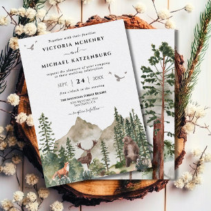 Mountain Woodland forest Animals Wedding Kaart