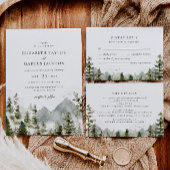 Mountain Woodland Forest Elegante bruiloft details Informatiekaartje