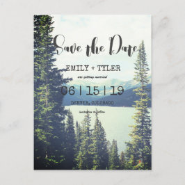 Mountain Woodland Forest Lakeside Save the Date Aankondigingskaart