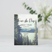 Mountain Woodland Forest Lakeside Save the Date Aankondigingskaart (Staand voorkant)