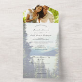 ©Mountain Woodland Forest Lakeside Wedding All In One Uitnodiging (Binnen)