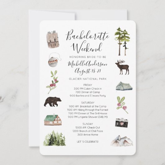Mountain Woods Bachelorette-weekendprogramma Kaart (Voorkant)
