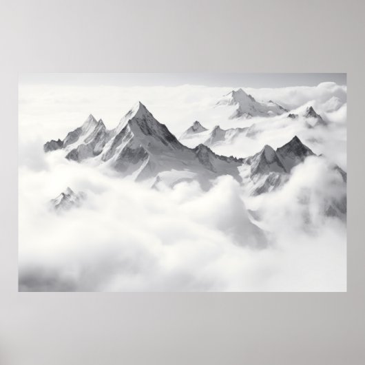 Mountain Zee Clouds Sunset Sky Landscape Poster (Voorkant)