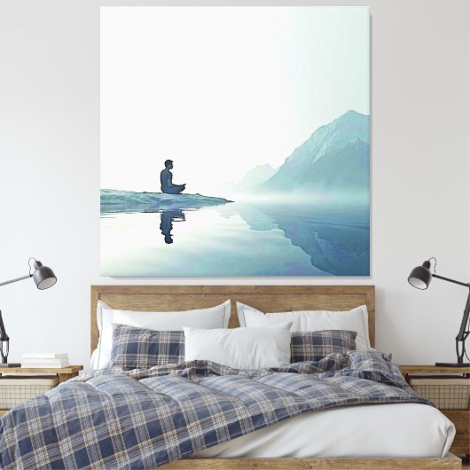Mountain Zen Vreedzame Meditatie Ontwerp Canvas Afdruk (Insitu (Slaapkamer))