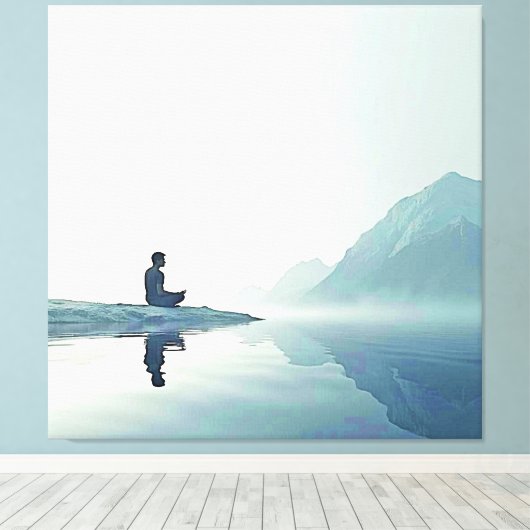 Mountain Zen Vreedzame Meditatie Ontwerp Canvas Afdruk (Insitu (Houten vloer))