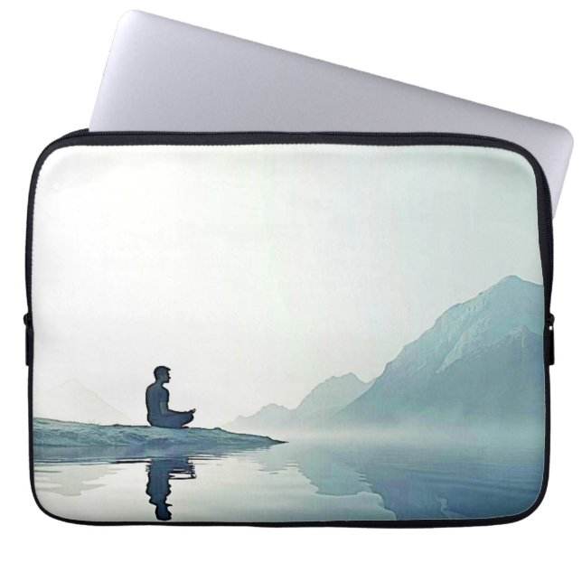 Mountain Zen Vreedzame Meditatie Ontwerp Laptop Sleeve (Voorkant)
