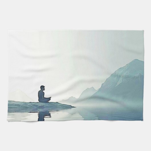 Mountain Zen Vreedzame Meditatie Ontwerp Theedoek (Horizontaal)