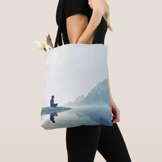 Mountain Zen Vreedzame Meditatie Ontwerp Tote Bag (Dichtbij)
