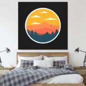 Mountain zonsondergang illustratie canvas afdruk (Insitu (Slaapkamer))