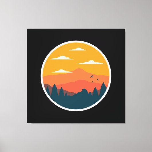 Mountain zonsondergang illustratie canvas afdruk (Voorkant)