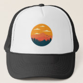 Mountain zonsondergang illustratie trucker pet (Voorkant)